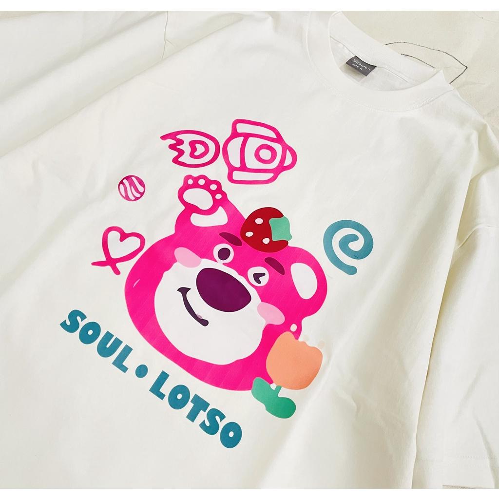 Áo thun gấu dâu Soul Lotso hỏa tiễn, Áo phông unisex nam nữ oversized tay lỡ form rộng streetwear