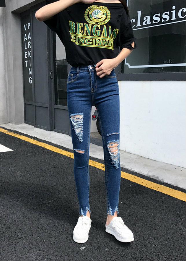 Quần skinny jeans rách Mã: QD1815 - XANH ĐẬM