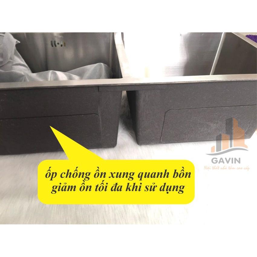 Chậu rửa bát inox 304 2 hố lệch dày 3,5mm