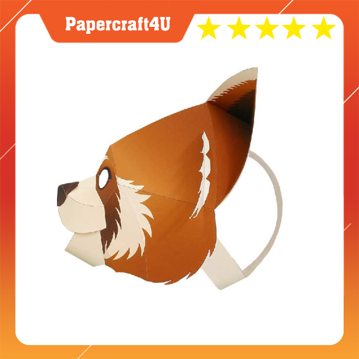 Mô hình giấy 3D Lễ hội Halooween Mặt nạ Hóa trang Gấu Đỏ Lesser Panda