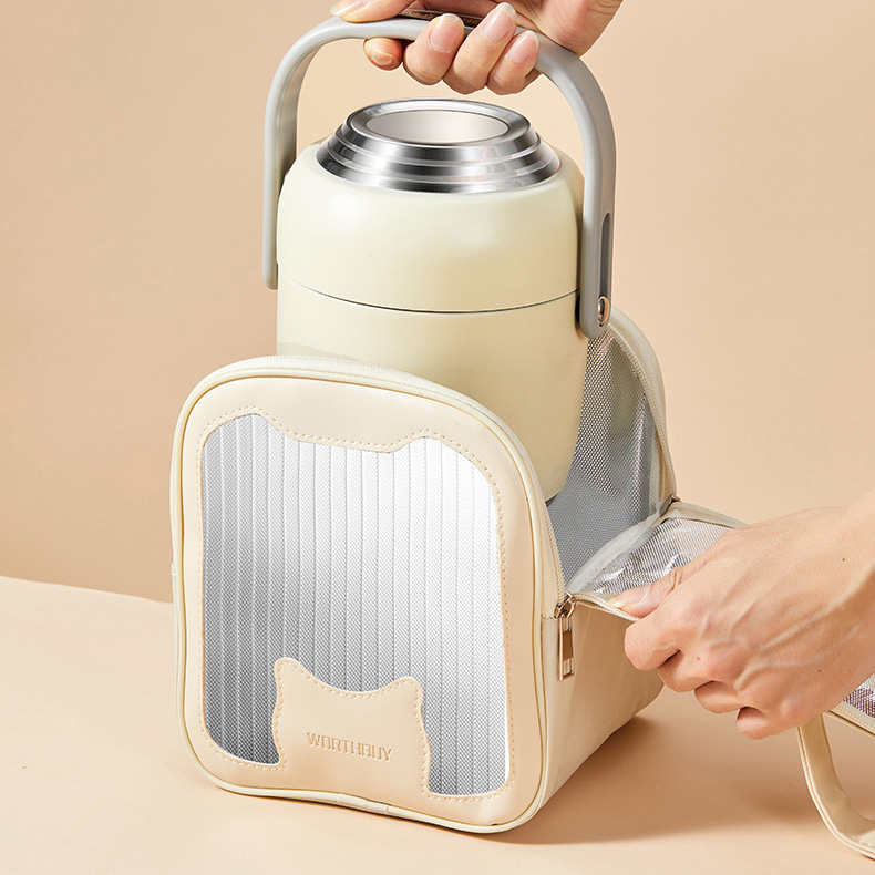 Hộp đựng cơm, cháo Helid Fanda INOX 304 - Dung tích 1.6L Tặng kèm Túi cách nhiệt + Bộ dụng cụ ăn