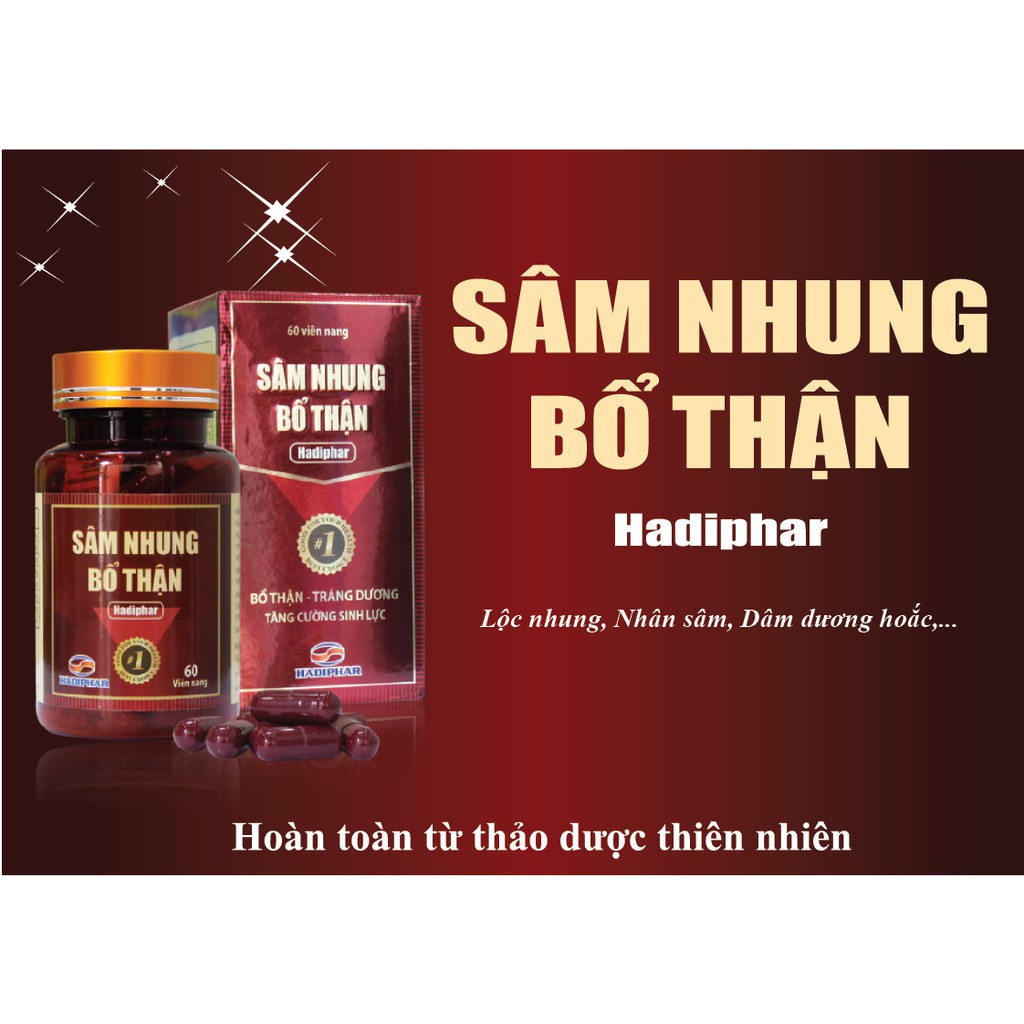 Sâm Nhung Bổ Thận HADIPHAR - Tráng Dương Hỗ trợ Tăng Cường Sinh Lực