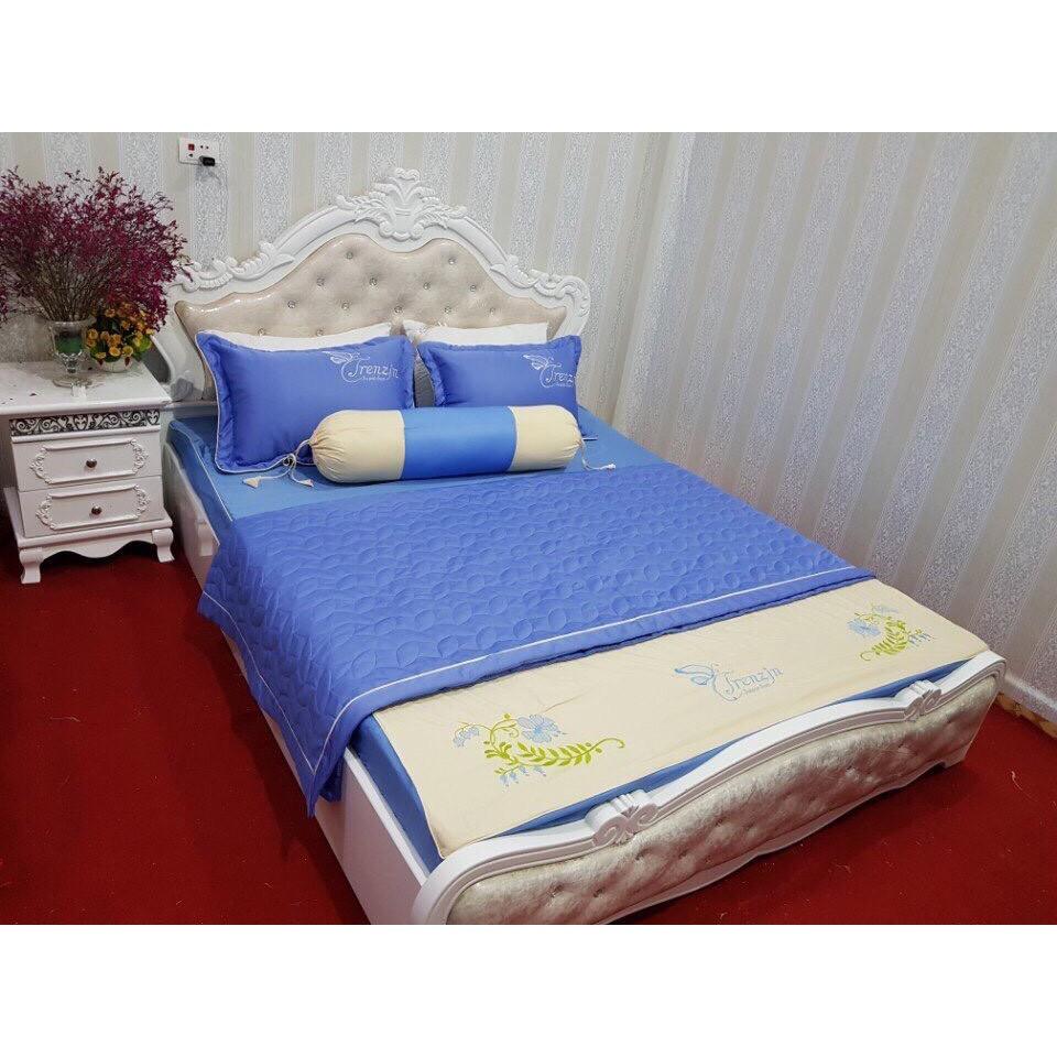 Bộ Chăn Ga Gối Kèm Vỏ Gối Ôm Satin Cao Cấp