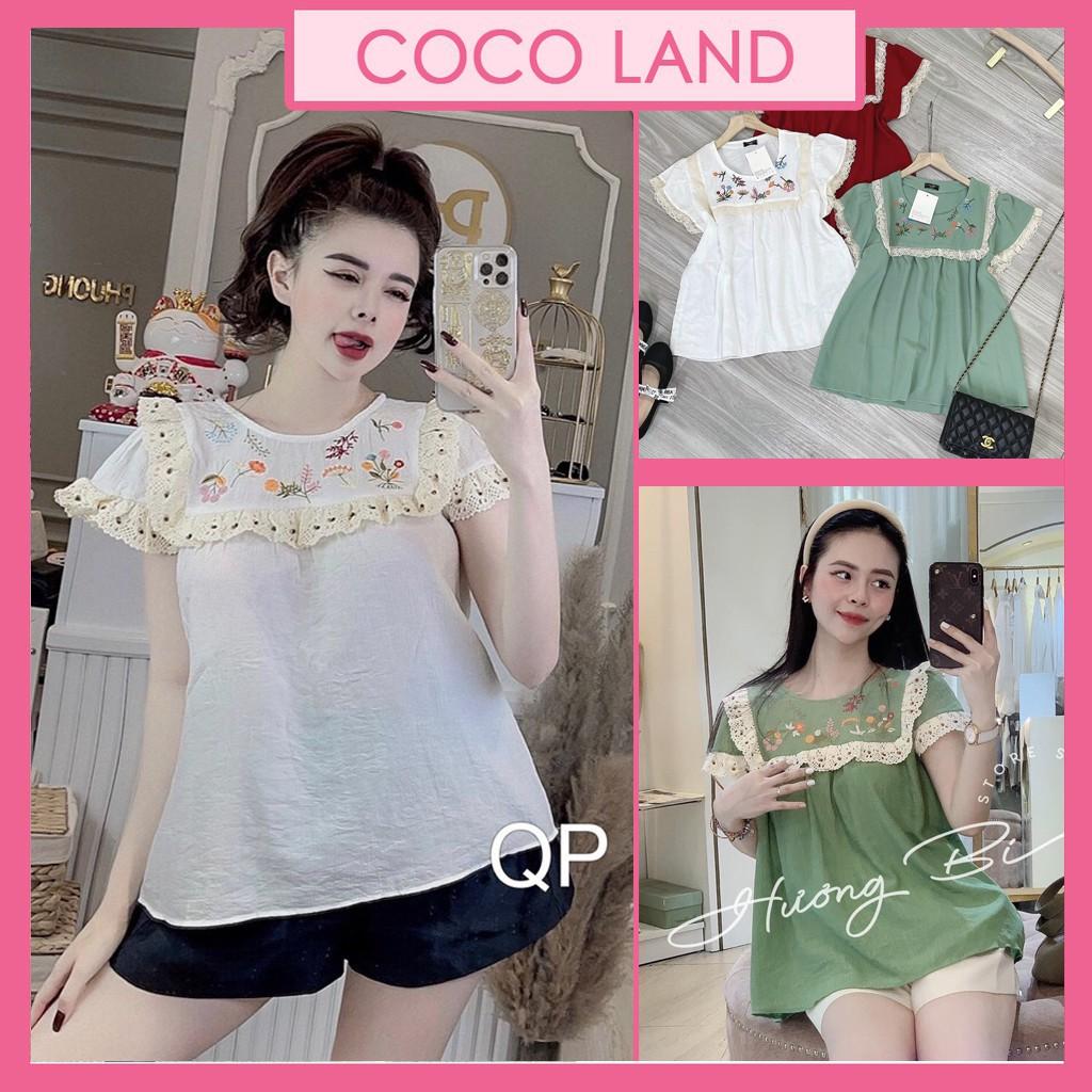 áo đũi babydoll phối ren ,cổ thêu hoa đẹp mê ly Chất đũi tơ xước cap cấp freesize áo kiểu