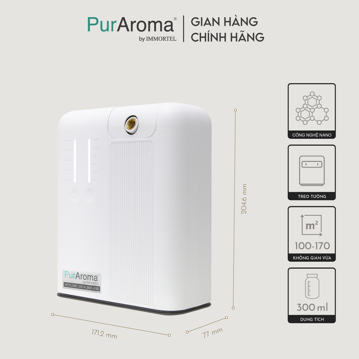 Máy Khuếch Tán Công Nghiệp PurAroma WPA 166G - Công Nghệ Nano Khuếch Tán Siêu Âm