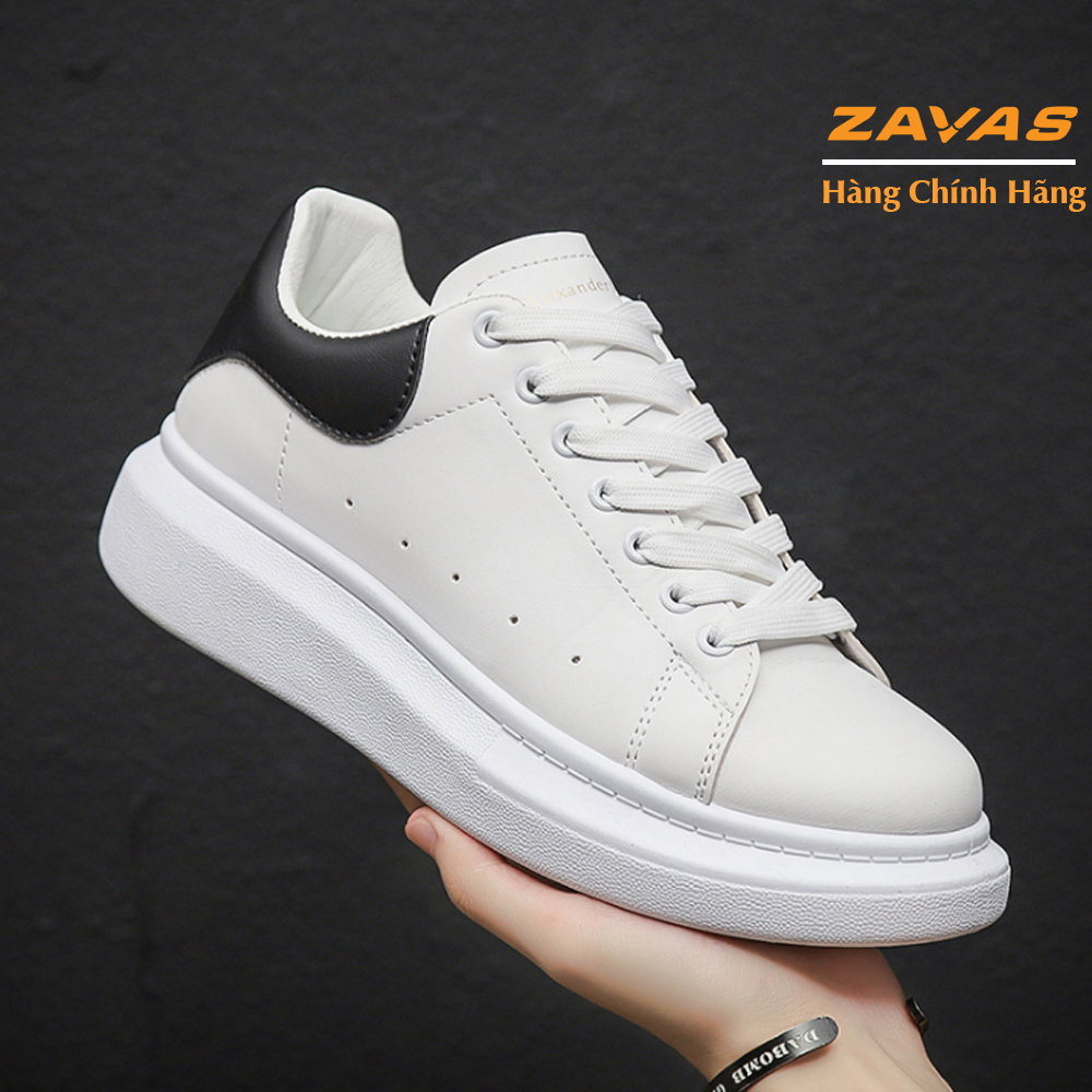 Hình ảnh Giày thể thao sneaker nam màu trắng bằng da không tróc thương hiệu ZAVAS - S387