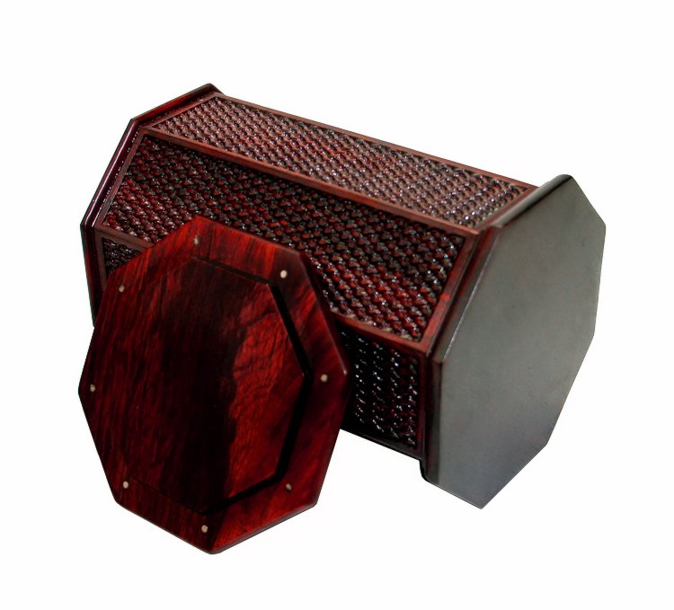 Hộp trà mini gỗ trắc kiểu bát giác -TD08