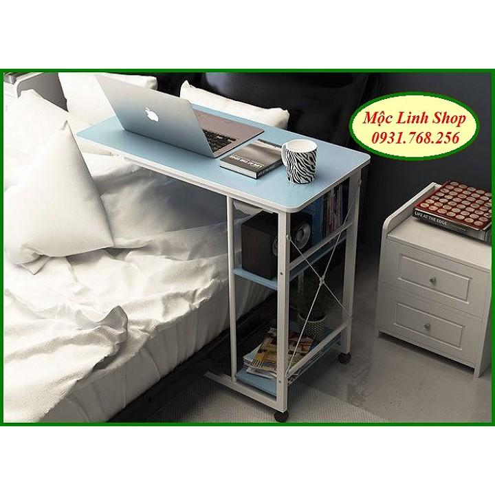 Bàn làm việc chân lệch 09B, có 2 ngăn để đồ và bánh xe 80x40x70