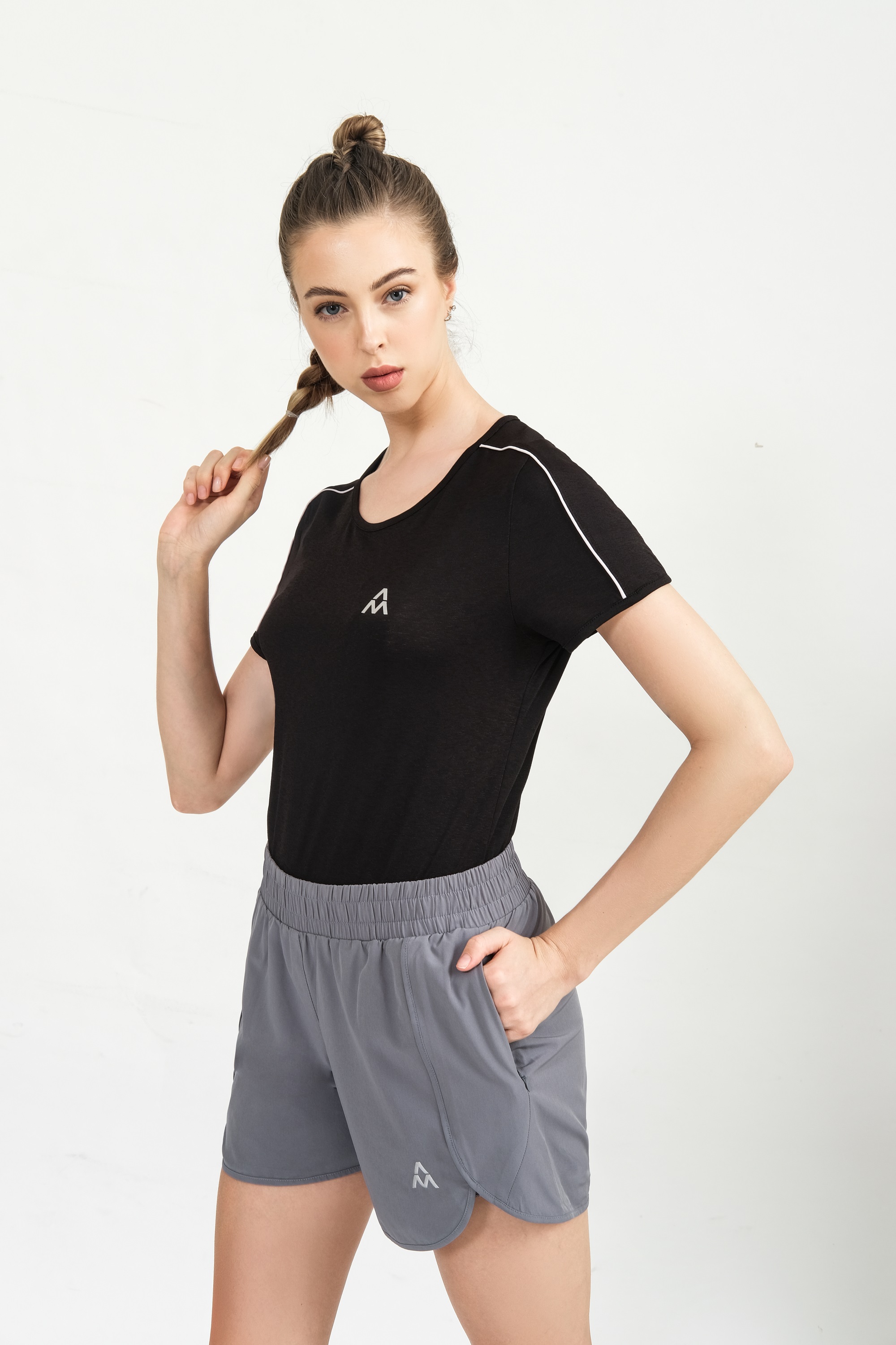 Quần Short thể thao running nữ AM WP086 cạp chun bản to, chất mềm mịn, thoáng mát