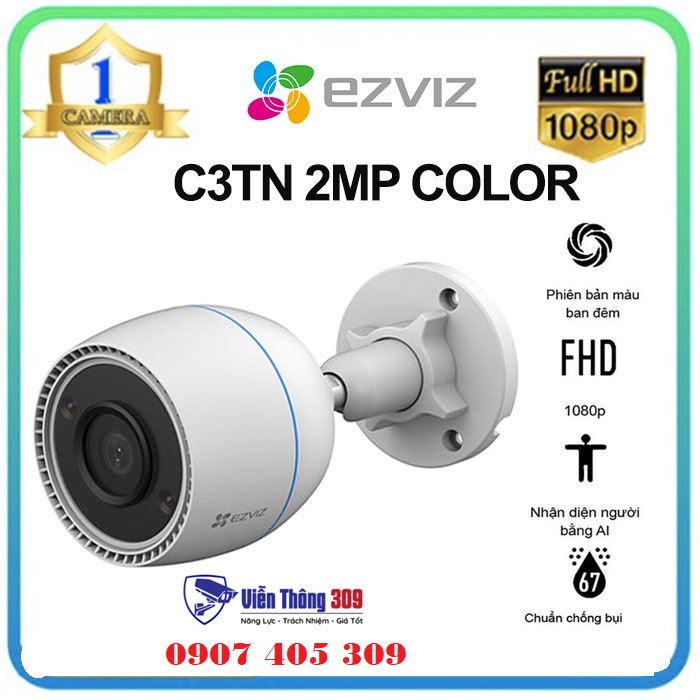 Hình ảnh Camera IP Wifi hồng ngoại EZVIZ C3TN 2MP (Color Night Vision) - Camera ngoài trời, có màu ban đêm, hàng chính hãng