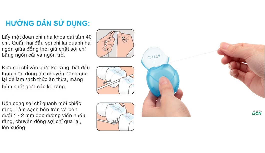 Chỉ nha khoa Clinica Advantage 40m, sử dụng chỉ nha khoa giúp ngăn ngừa các bệnh về viêm nướu và tích tụ mảng bám - nội địa Nhật Bản