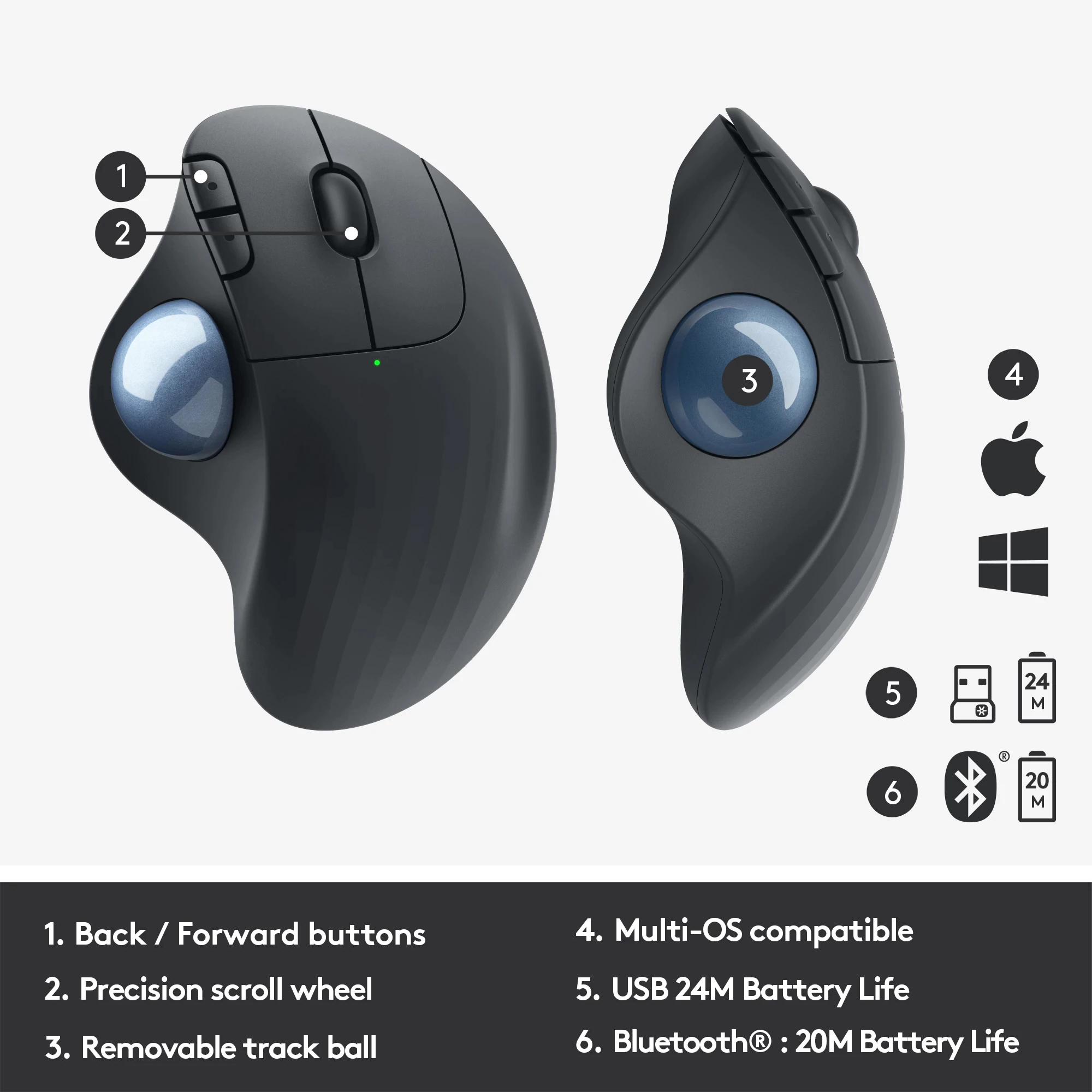 Chuột Không Dây M575 Dùng Cho Văn Phòng, Thiết Kế - M575 2.4G Wireless Trackball Mouse Ergonomic Office Drawing Mice Laptop Computer Ergonomic Mice Silent