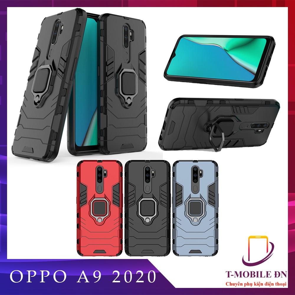 Ốp lưng cho Oppo A9 2020 iron man chống sốc kèm nhẫn xoay chống xem video bảo vệ camera