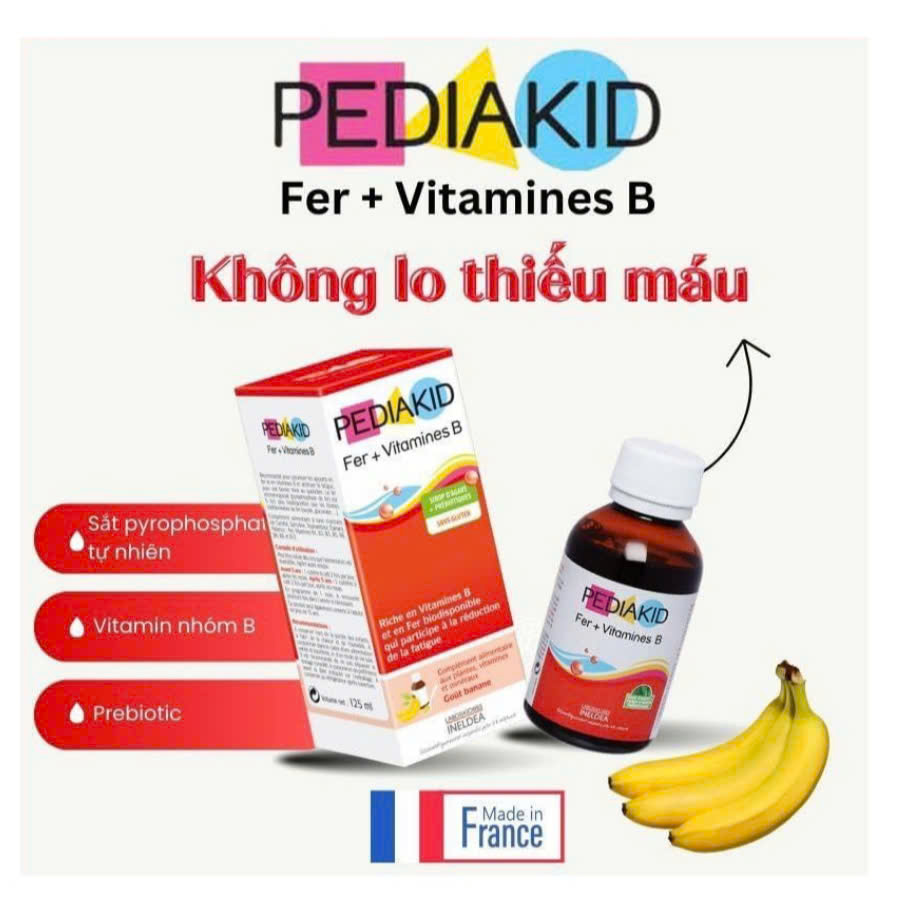 Siro Bổ Sung Sắt Và Vitamin B Cho Bé Pediakid Fer + Vitamines B Giúp Bổ Máu, Giảm Mệt Mỏi, Tăng Hấp Thu 125ml