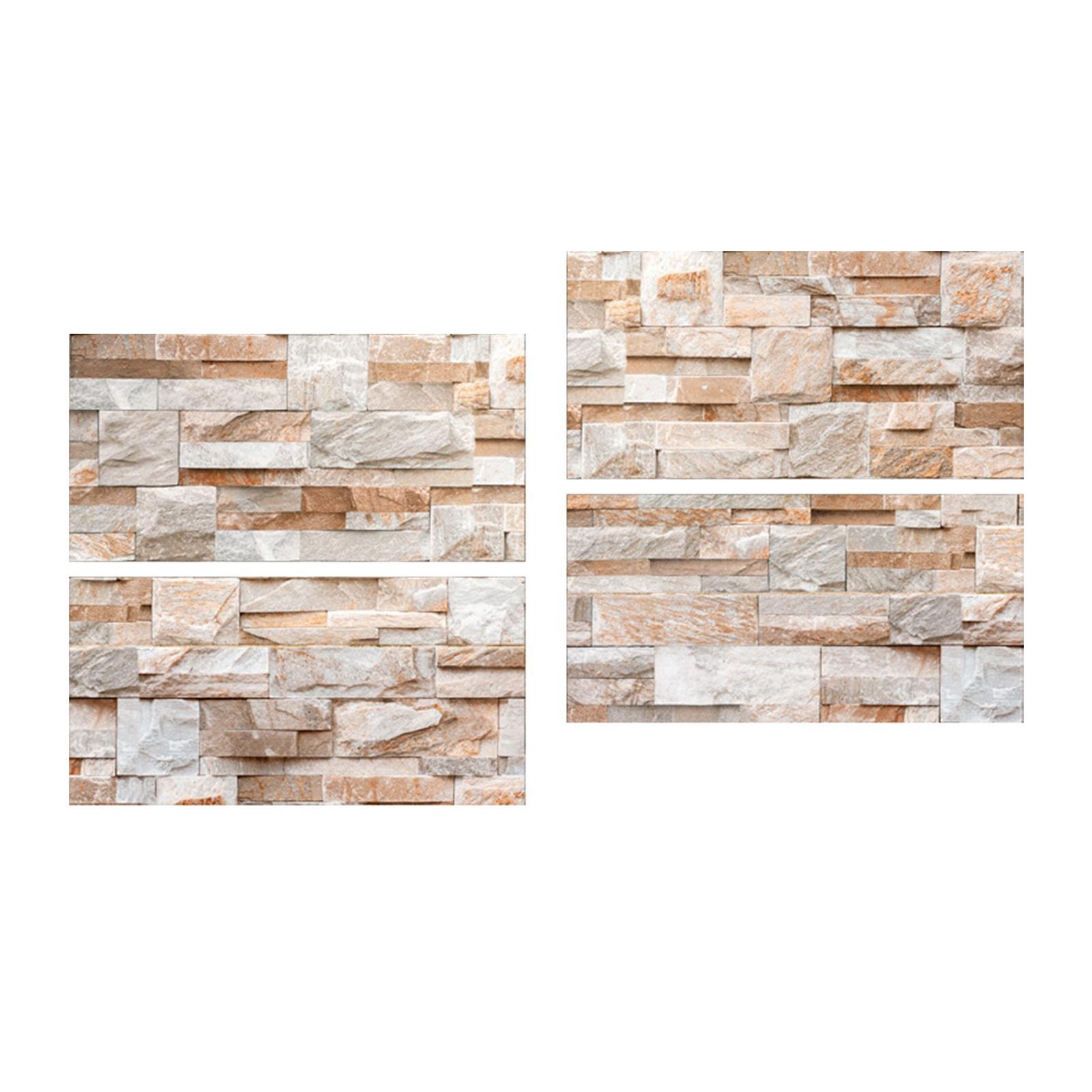 4Pcs 3D Brick Wallpaper  Wall Stickers Waterproof Self Paste Decorative Wall Decal Wall Panels for Furniture Laundry Dining Room