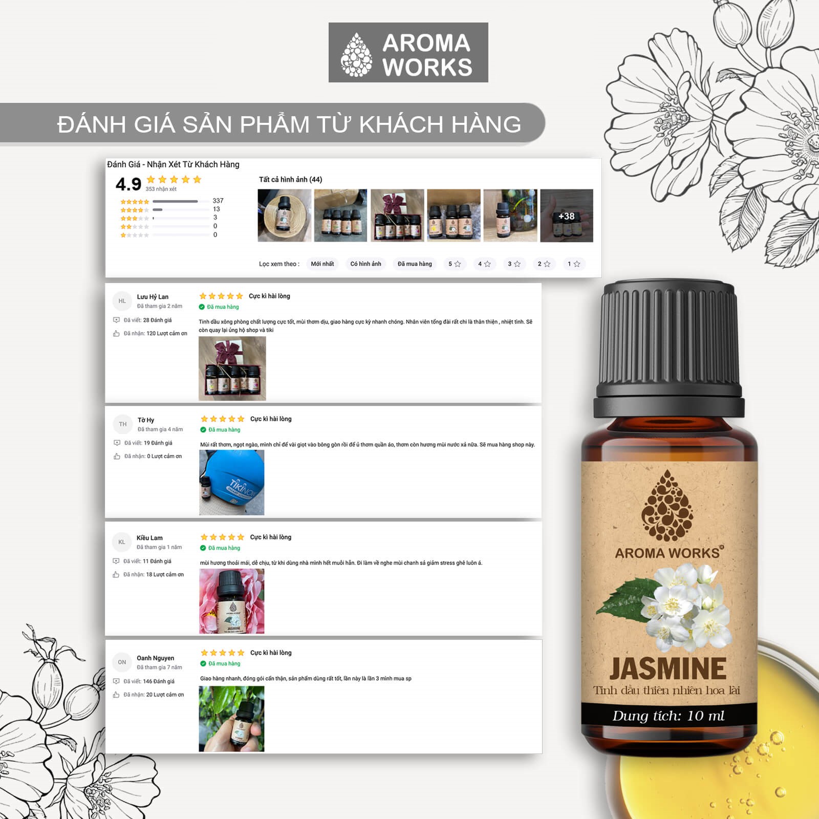 Tinh Dầu Lài Aroma Works Essential Oils Jasmine