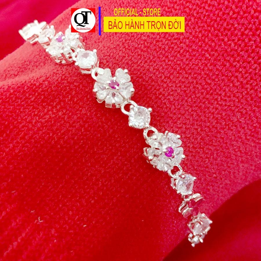 Lắc tay nữ hoa Mai thời trang chất liệu bạc ta đính đá cao cấp trang sức Bạc Quang Thản - QTVTNU24