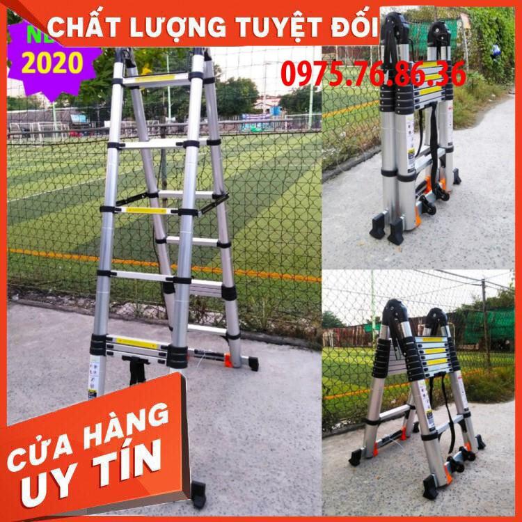 Thang Nhôm Rút Đôi Chữ A (2.8M+2.8M) - Có Bánh Xe