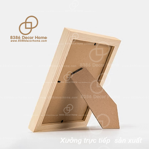 Khung ảnh để bàn gỗ thông tự thiên A4, A5, A6, Vuông 20x20cm trang trí decor