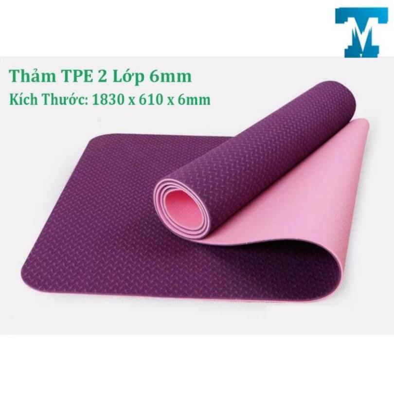 Thảm Tập Yoga TPE Cao Cấp 2 Lớp Dày 6Mm Mềm Mịn Chắc Chắn -