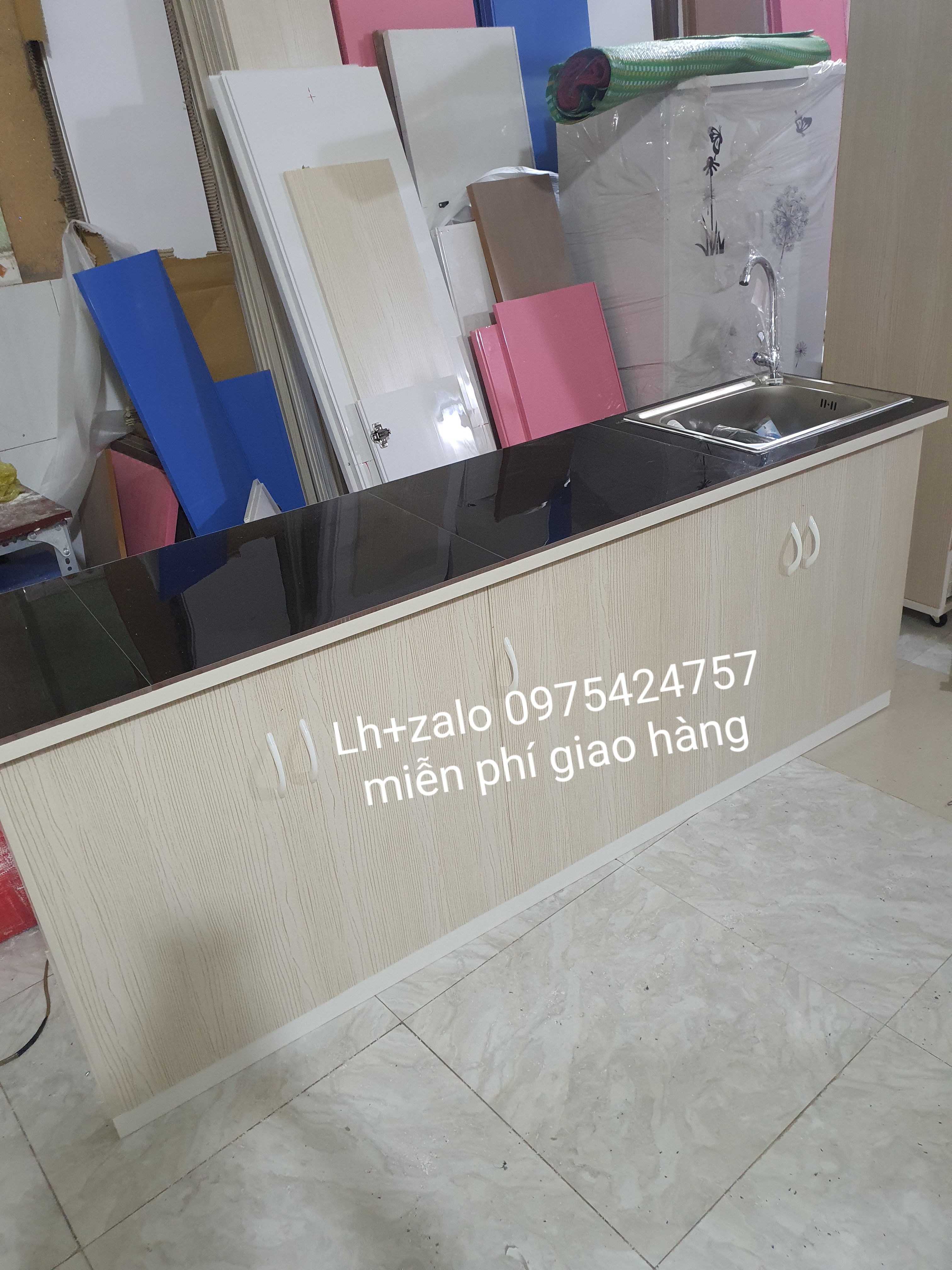 Tủ bếp MINI sẵn bồn rửa mặt gạch