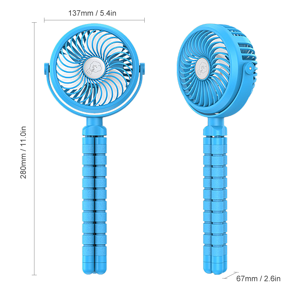 Quạt mini kẹp với chân máy linh hoạt & đèn LED 3 tốc độ có thể xoay 360 độ