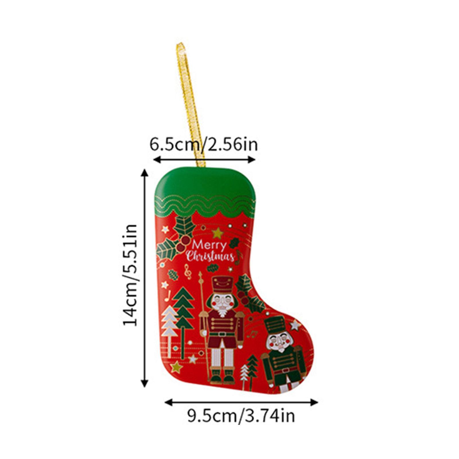 Christmas Tin Box Hanging Gift Box Unique Snack Container Cookie Tin Jar Treat Box for Christmas Tree Festival Party Supplies