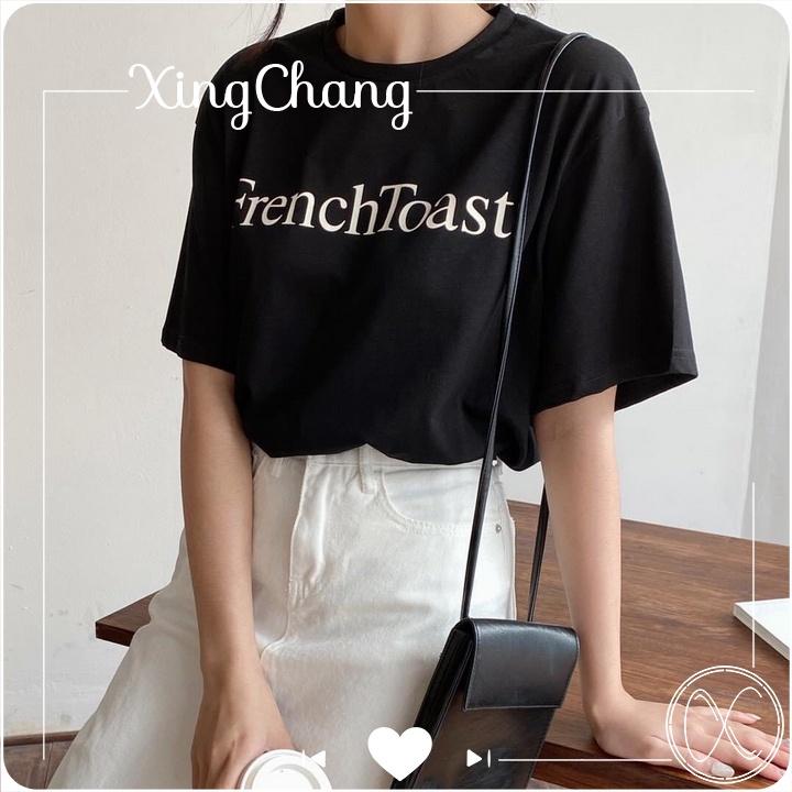 Áo thun nữ trắng basic, áo thun tay ngắn cao cấp XingChang nữ tính in FRENCH mã NXC23
