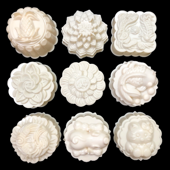 Bộ 10 khuôn rau câu trung thu - Khuôn trắng loại 10 cm – Mã số 1184