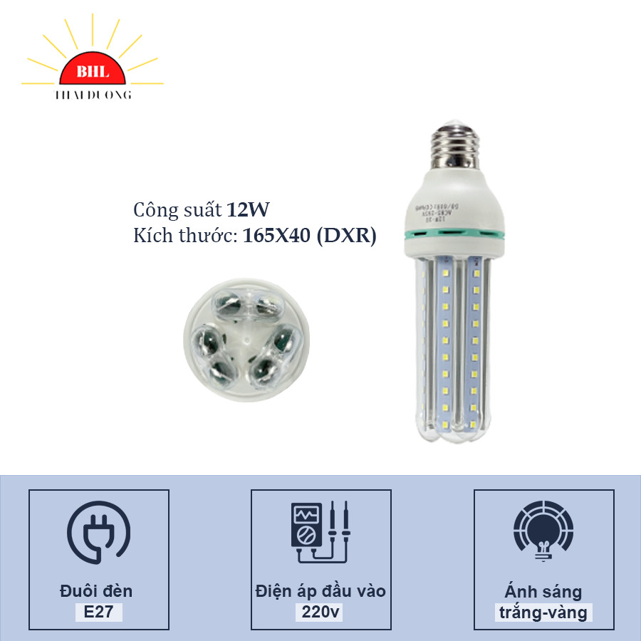 BÓNG ĐÈN LED CHỮ U 3W - 5W - 7W - 12W - 16W - 24W - 32W SIÊU SÁNG