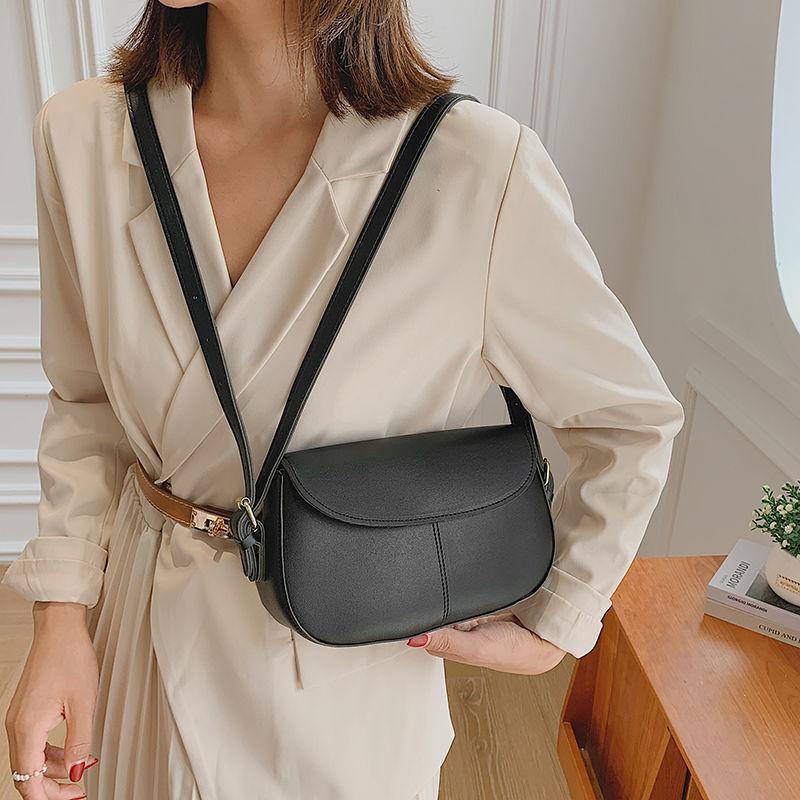 Túi Đeo Chéo Túi Đeo Vai Nữ Yên Xe Nữ Túi Thiết Kế Màu Trơn Túi Xách Retro Thời Trang Da PU 2021 Mới Tất Cả-trận Đấu
