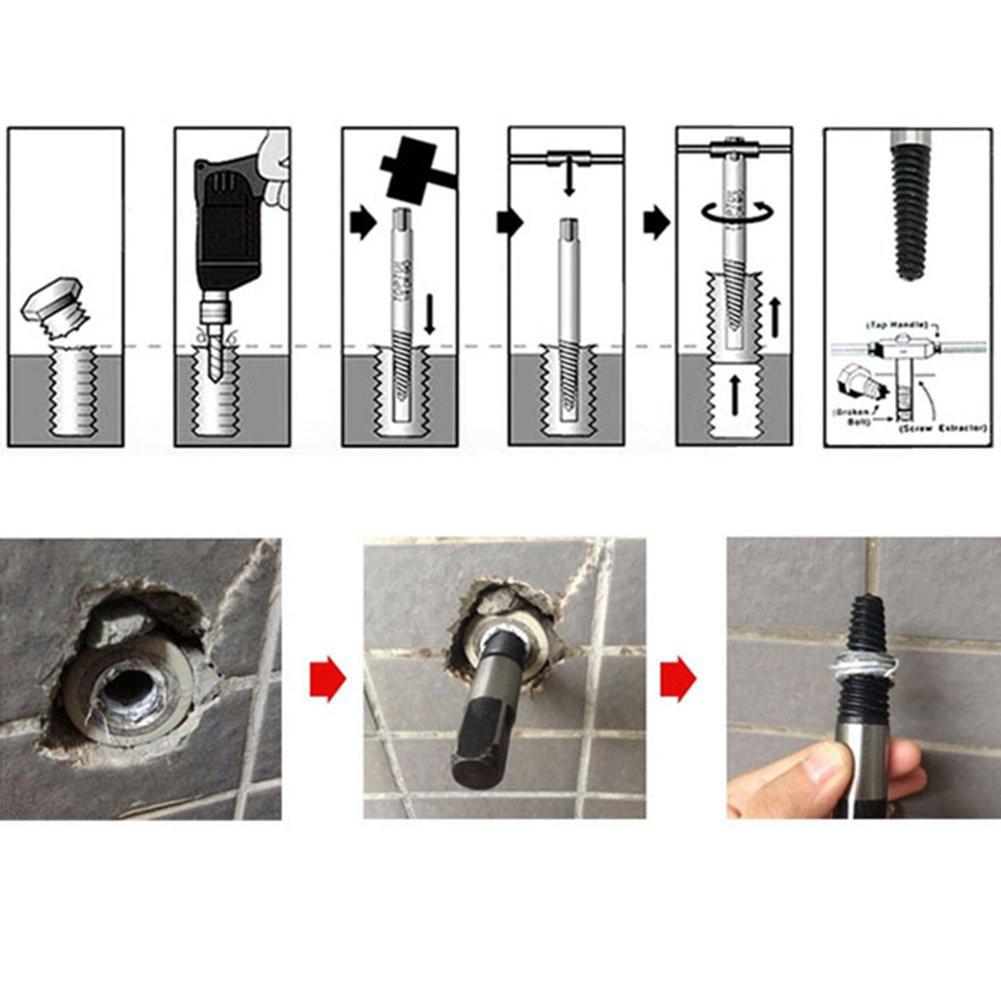 Bộ taro ren trái nhổ ốc vít gãy 8 cây , dụng cụ mở ốc vít, mũi khoan lấy ốc gẫy