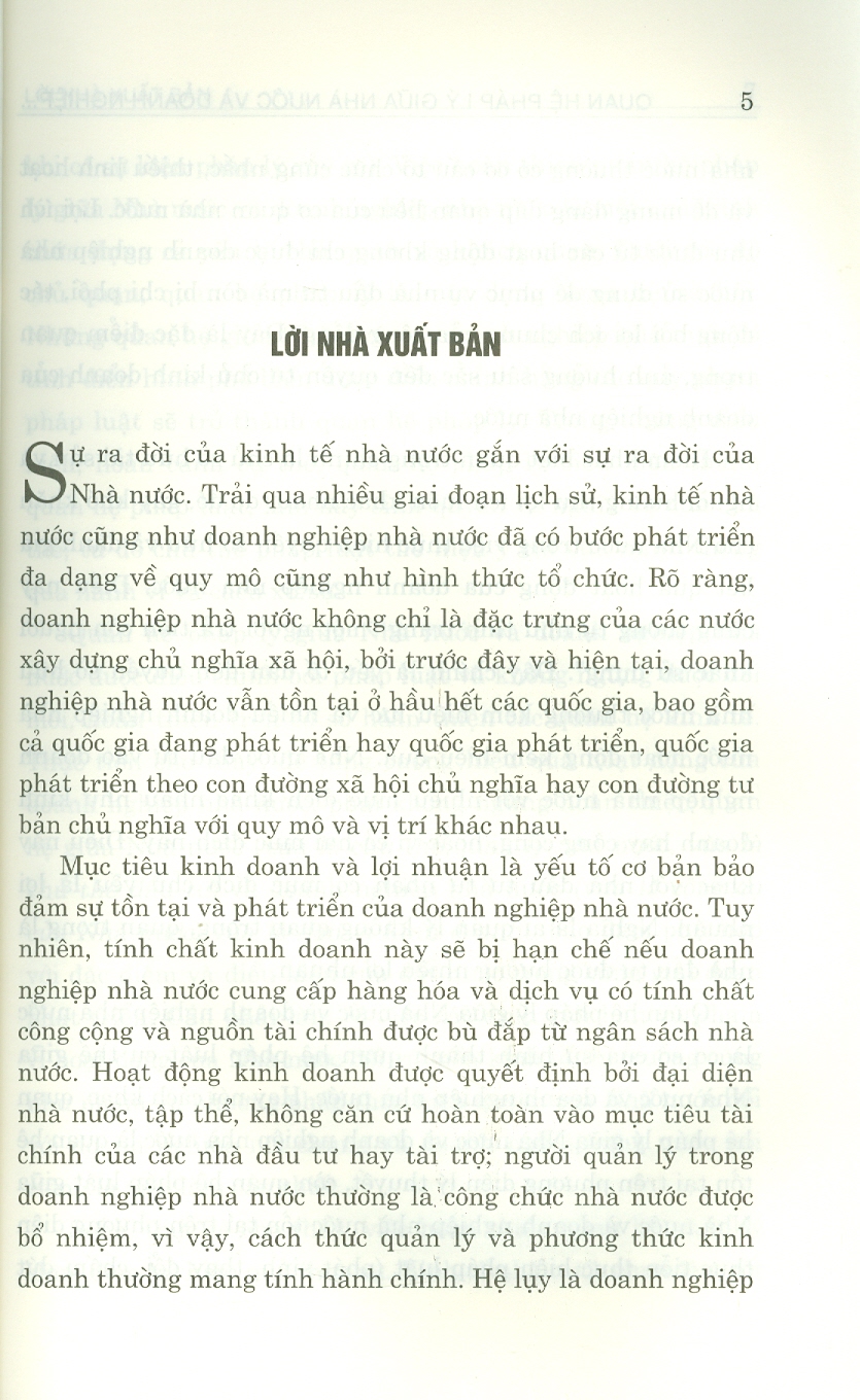 Quan Hệ Pháp Lý Giữa Nhà Nước Và Doanh Nghiệp Nhà Nước Trong Nền Kinh Tế Thị Trường Định Hướng Xã Hội Chủ Nghĩa (Sách Chuyên Khảo)