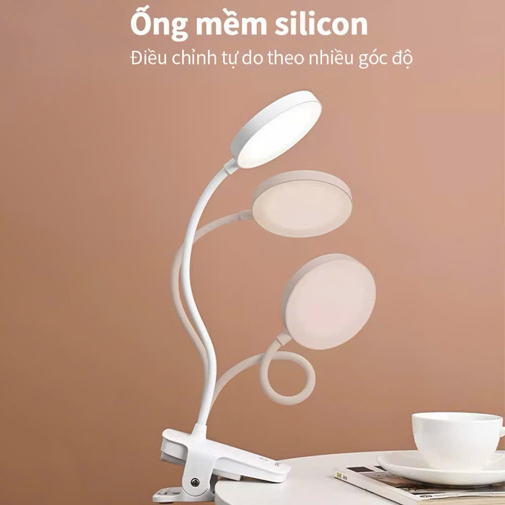 Đèn bàn LED đèn học kẹp bàn để bàn treo giá sách cảm ứng có 3 chế độ sáng bảo vệ mắt tiết kiệm điện chống ánh sáng xanh - Hàng chính hãng