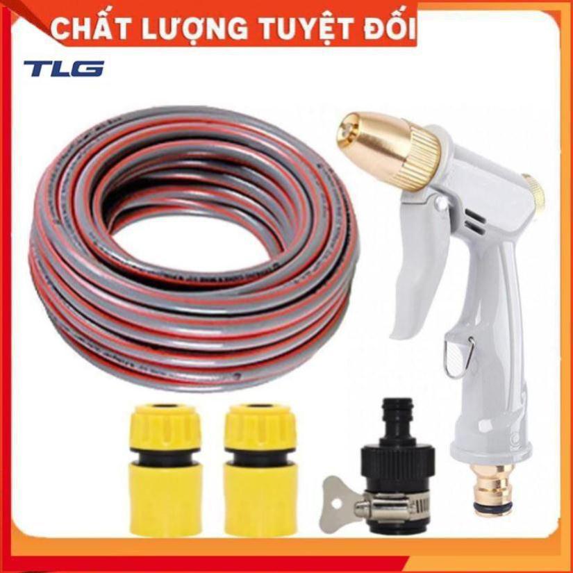 Bộ dây vòi xịt nước rửa xe, tưới cây tăng áp 3 lần, loại 20m (cút nhựa nối 713-1) 206846