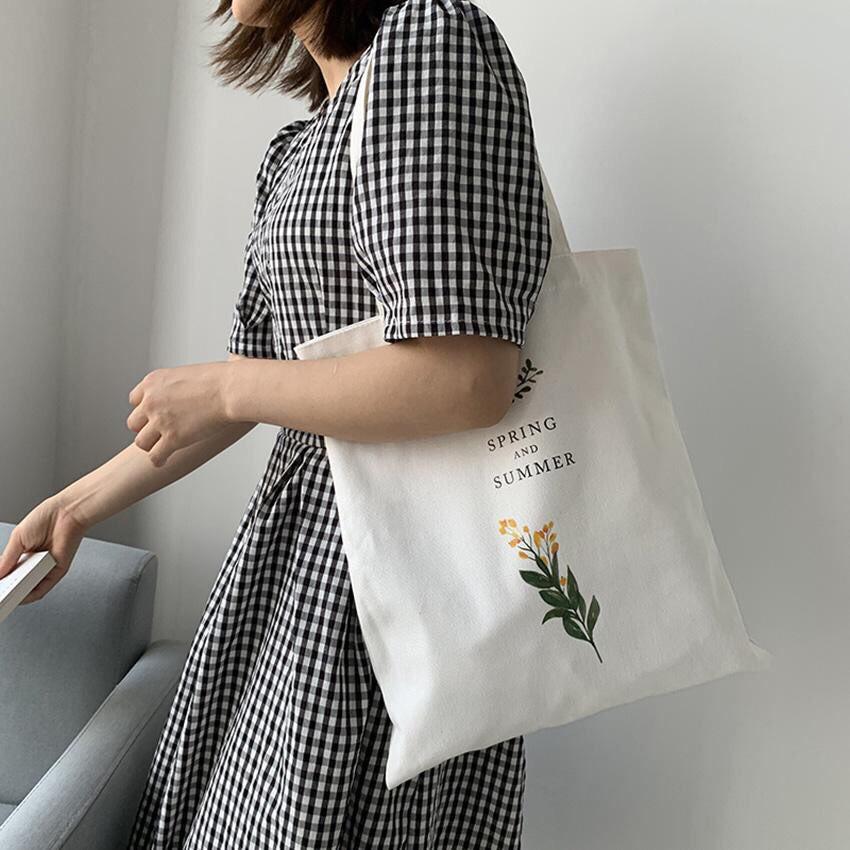 Túi tote vải canvas cành hoa cải Siêu hot tặng quà xinh