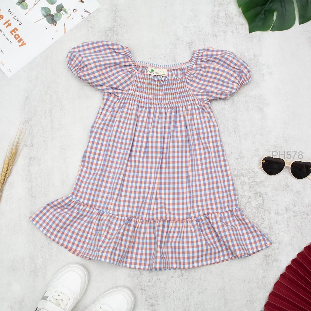 : Váy Ngắn Tay Thô Hoa Dúm Ngực VT2301 Thương Hiệu Litibaby Size 2-12, Dành Cho Bạn Từ 11kg-31kg