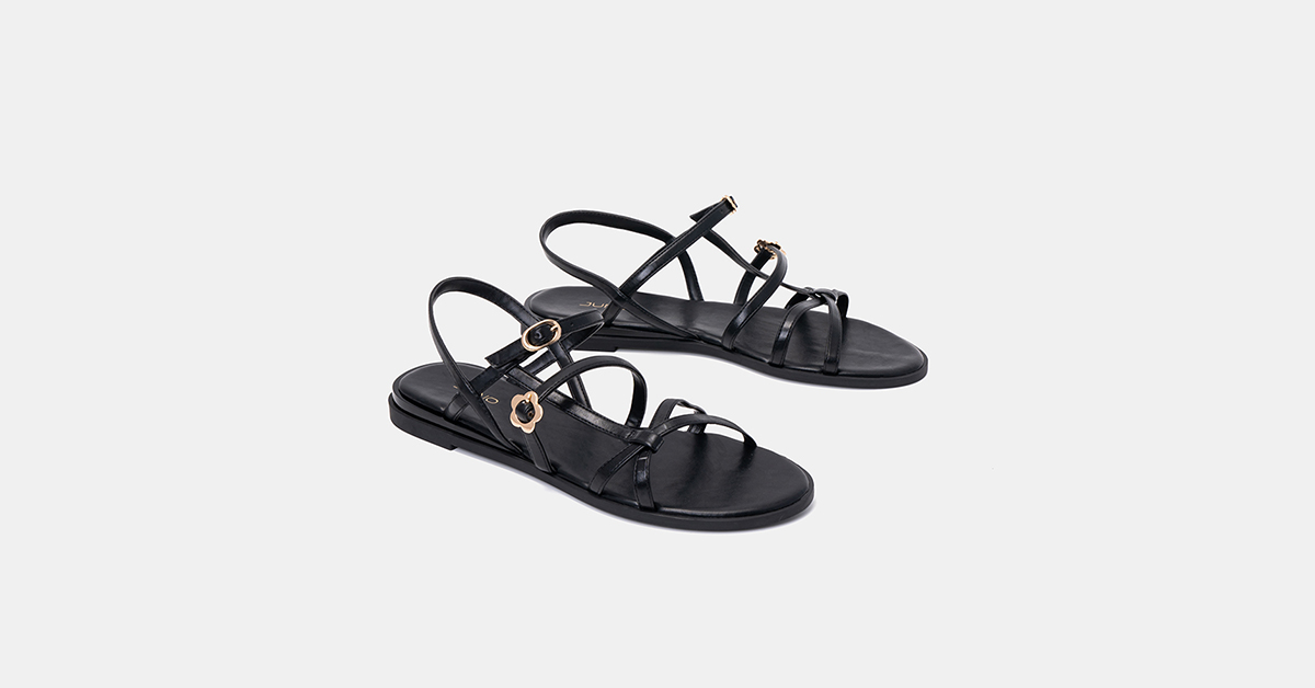 Giày Sandal Nữ 3cm Thời Trang JUNO Dây Bệt Gắn Khoá Hoa Trang Trí SD03056