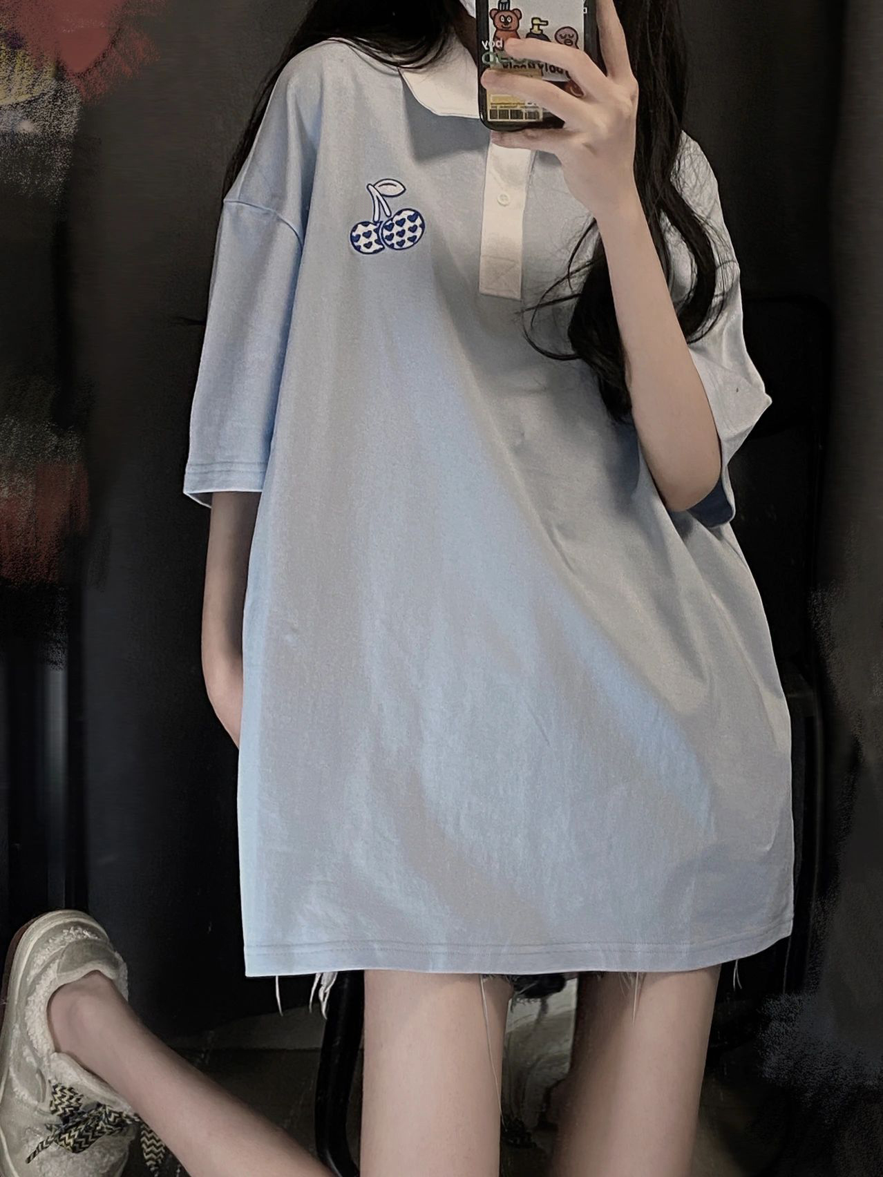 Áo polo nữ form rộng tay lỡ Yinxx, áo thun có cổ nữ polo ATP02