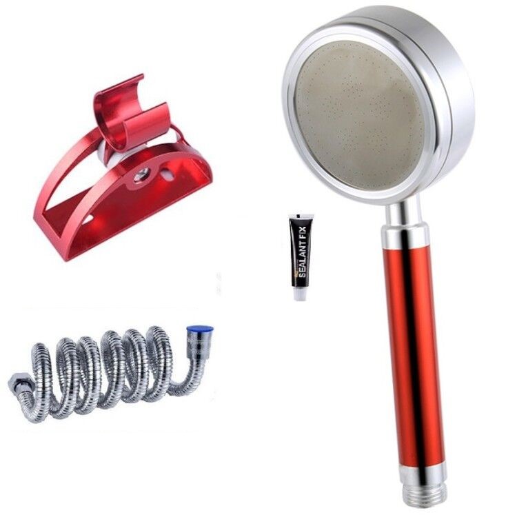 Bộ vòi hoa sen tăng áp hợp kim nhôm màu đỏ 3 món , gồm vòi sen + dây cấp nước 1.5M + giá đỡ