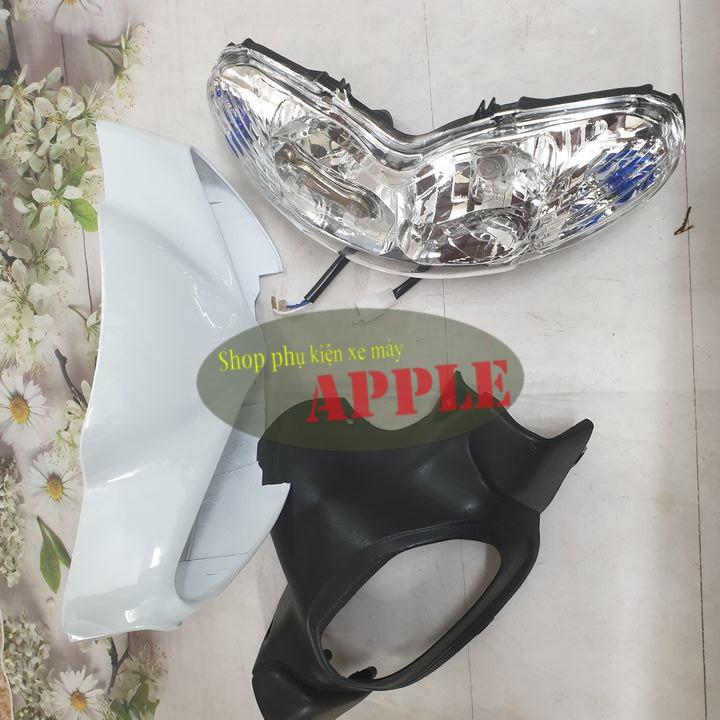 Bộ ốp đầu dành cho xe JUPITER V, JUPITER R đầy đủ 3 món ốp đầu nhựa ABS, gáy đen và pha đèn kèm bóng