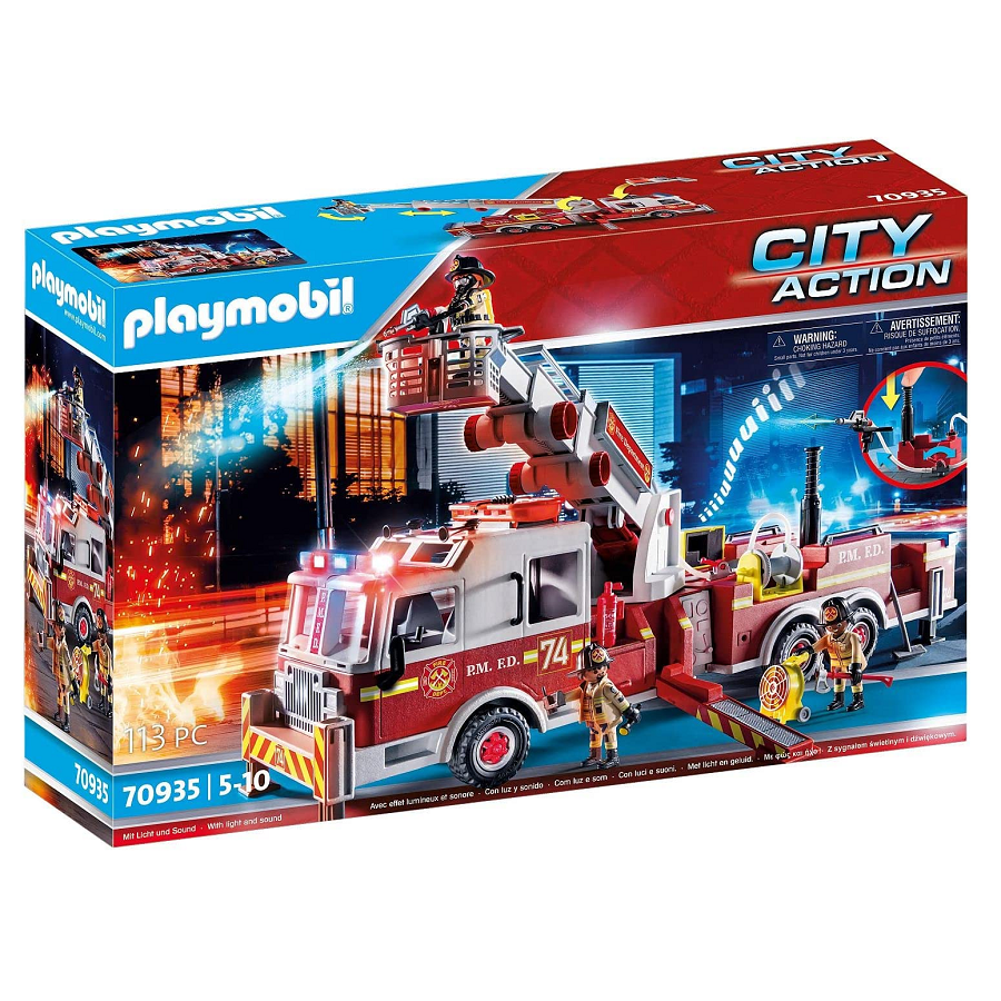 Đồ chơi mô hình Playmobil Xe thang chữa cháy 113pcs