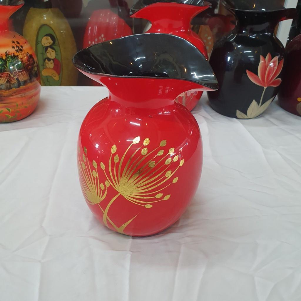 Lọ hoa sơn mài cao cấp Thanh Bình Lê miệng kiểu loe, cắm hoa, trang trí nhà cửa, văn phòng, quà tặng ý nghĩa size 21.5x1