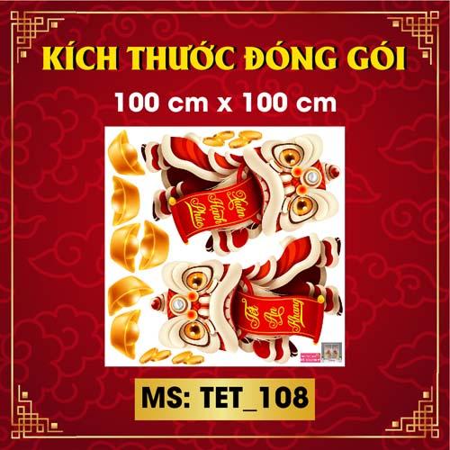 DECAL TRANG TRÍ TẾT 2023 COMBO ĐÔI LÂN VÀ CÂY ĐÀO HỒNG