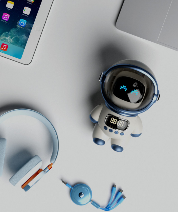 Loa Bluetooth Astronaut AI DODO Kiêm Báo Thức, Đèn Ngủ, Led Nhảy Theo Nhạc, Pin 1800mAh - Home and Garden