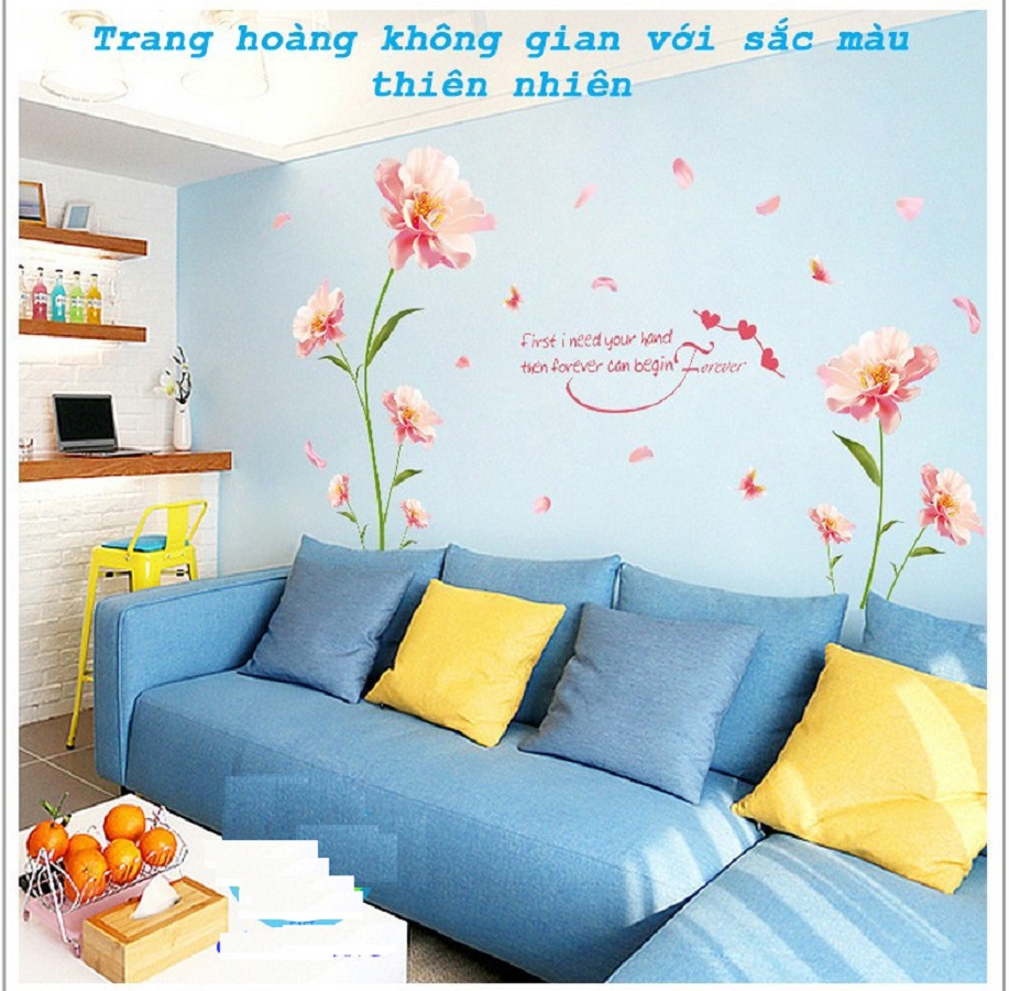 Decal dán tường hoa hồng kích thước lớn sang trọng