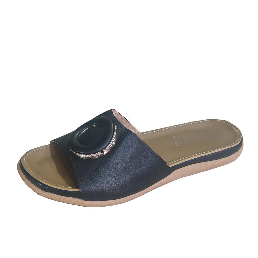 Dép Nữ Qai Ngang Đế Bệt Da Bò Thật TiTi ĐÔ Cao Cấp 4cm DNU2066
