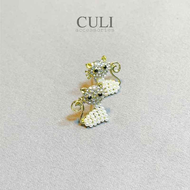 Khuyên tai, bông tai hình mèo đính đá cute, độc đáo HT617 - Culi accessories
