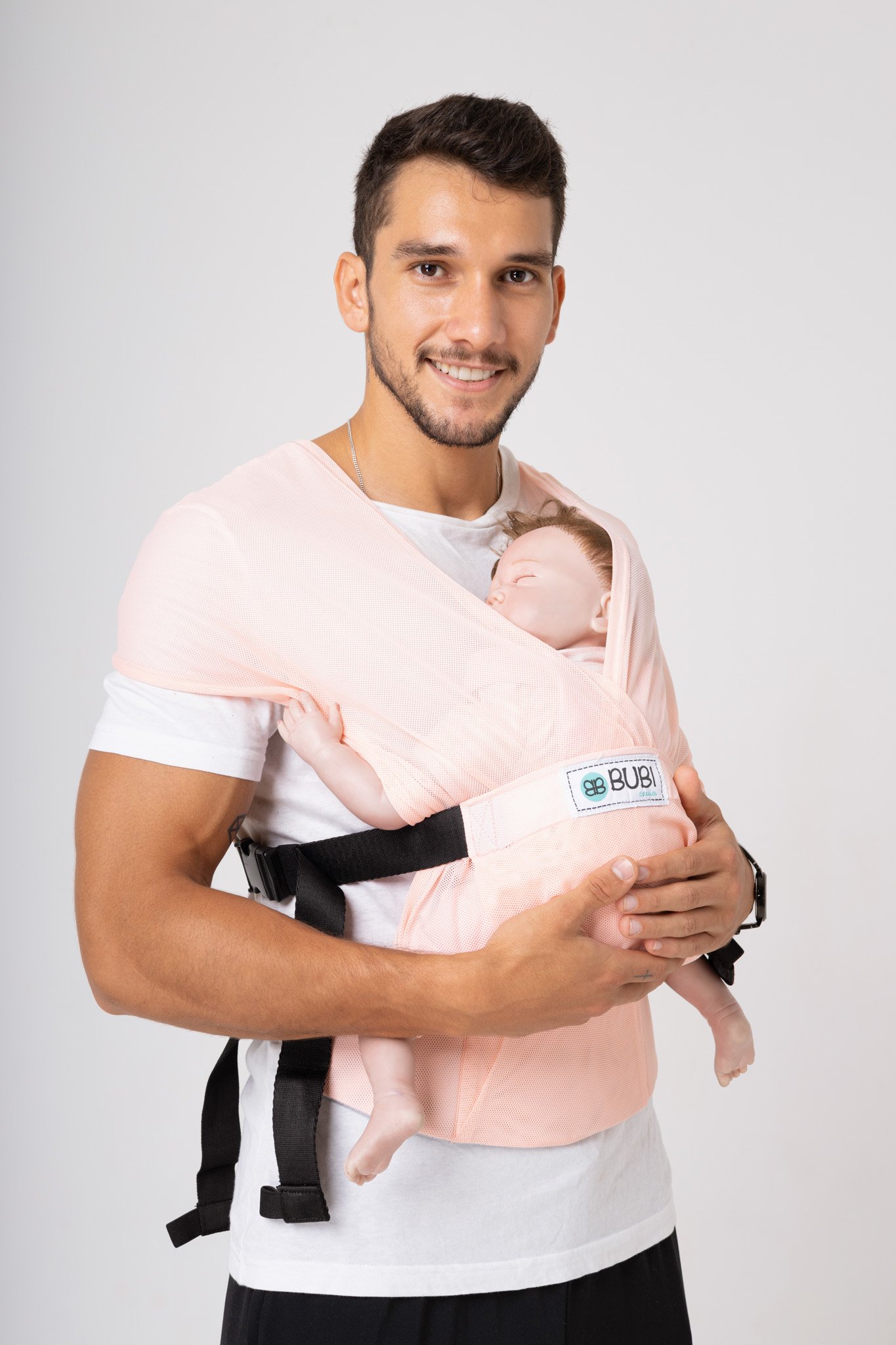 Địu vải BUBI Gen 3 - LƯỚI THOÁNG KHÍ - HỒNG PASTEL