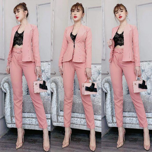 Sét áo vest kèm áo bra quần tây